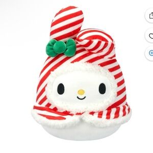 Squishmallows Hello Kitty with Red & White Striped Plush Hat 8”
